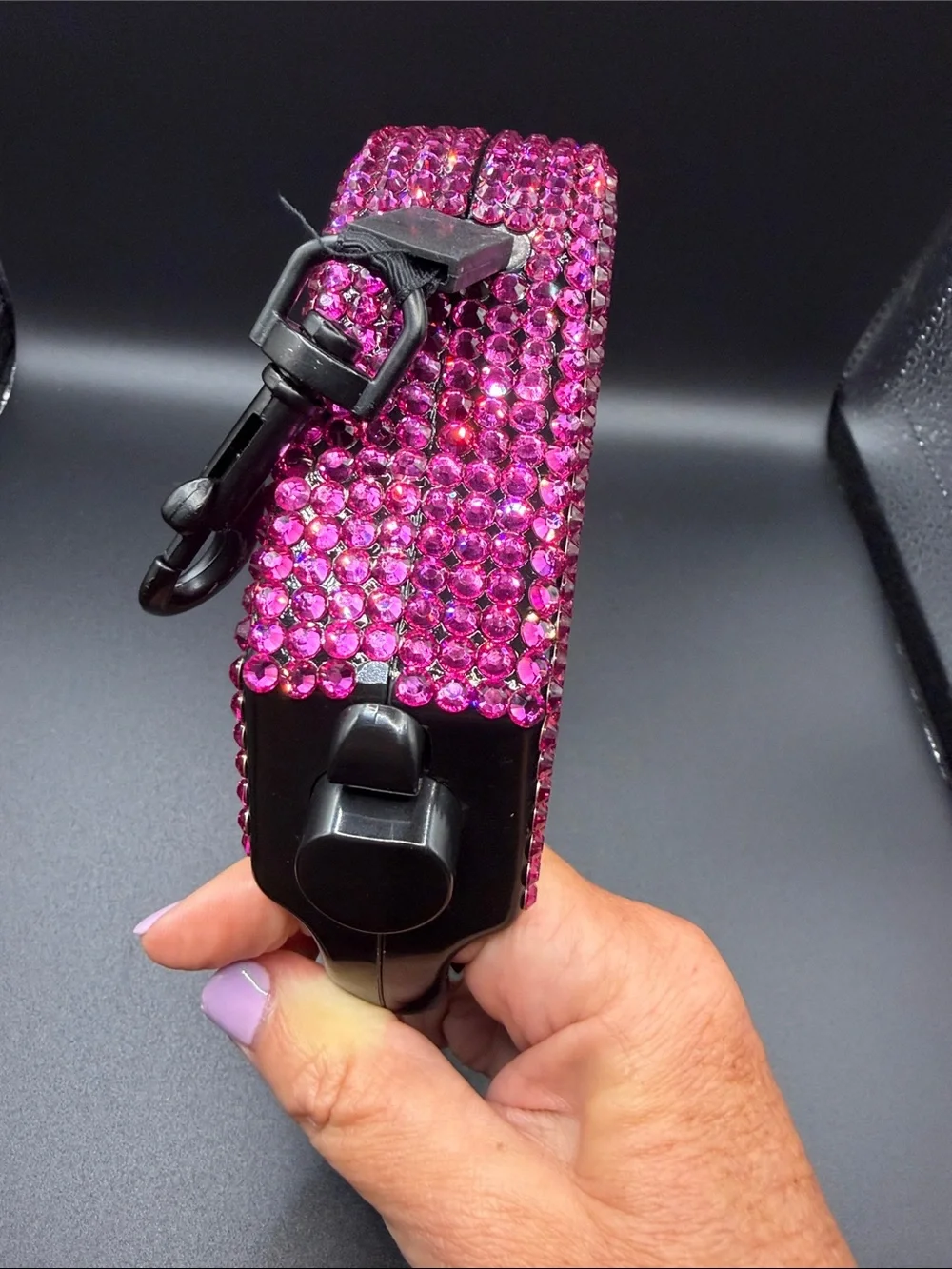 Crystal Embellished Pink Retractable Dog Leash